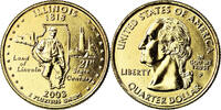 États-Unis Quarter Monnaie, Illinois, U.S. Mint, Philadelphie, golden -