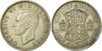 Grande-Bretagne 1/2 Crown Monnaie, George VI, Argent, KM:856 -