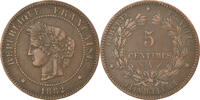 France 5 Centimes Monnaie, Cérès, Paris, Bronze, Gadoury:157a -