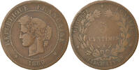 France 5 Centimes Monnaie, Cérès, Paris, Bronze, Gadoury:157a -