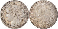 France 50 Centimes Monnaie, Cérès, Paris, Argent, Gadoury:419a -
