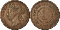 Établissements des détroits Cent Monnaie, Straits Settlements, Victoria, Cuivre, KM:9 -