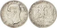 Albanie 5 Lek Monnaie, Albania, Vittorio Emanuele III, Rome, Argent, KM:33 -