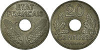 France 20 Centimes Monnaie, État français, Paris, Zinc -