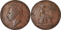 Grande-Bretagne 1/2 Penny Monnaie, George IV, Cuivre, KM:692 -