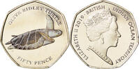 Territoire britannique de l'océan Indien 50 Pence Monnaie, Océan Indien Britannique, Tortues - Tortue olivâtre -