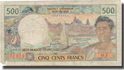 Tahiti 500 Francs Billet, Undated (1969-92), KM:25d -