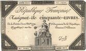 France 50 Livres Billet, 1792-12-14, Jannel, TB+, KM:A72, Lafaurie:164 -