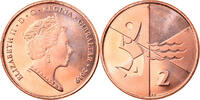Gibraltar 2 Pence Monnaie, Island games, Copper Plated Steel -