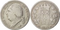 France 2 Francs Monnaie, Louis XVIII, Louis XVIII, Paris, Argent -