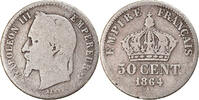 France 50 Centimes Monnaie, Napoleon III, Paris, Argent -