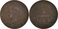 France 5 Centimes Monnaie, Cérès, Paris, Bronze, Gadoury:157a -