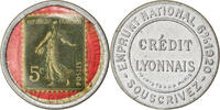 France 5 Centimes Monnaie, Credit Lyonnais, Timbre-Monnaie -