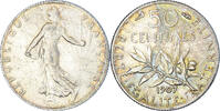 France 50 Centimes Monnaie, Semeuse, Paris, Argent, Gadoury:420 -