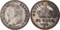 France 20 Centimes Monnaie, Napoleon III, Bordeaux, Argent, KM:808.3 -