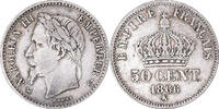 France 50 Centimes Monnaie, Napoleon III, Bordeaux, Argent -