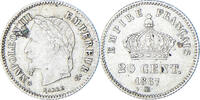 France 20 Centimes Monnaie, Napoleon III, Strasbourg, Argent -