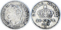 France 20 Centimes Monnaie, Napoleon III, Paris, Argent -
