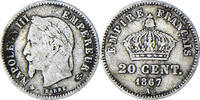 France 20 Centimes Monnaie, Napoleon III, Paris, Argent -
