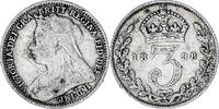 Grande-Bretagne 3 Pence Monnaie, Victoria, Argent, KM:777 -