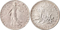France 50 Centimes Monnaie, Semeuse, Paris, Argent, Gadoury:420 -