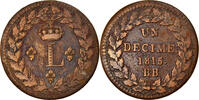 France Decime Monnaie, Louis XVIII, Strasbourg, Bronze -