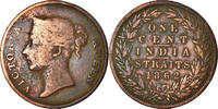 Établissements des détroits Cent Monnaie, Straits Settlements, Victoria, Cuivre, KM:6 -