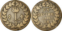 France Decime Monnaie, Louis XVIII, Strasbourg, Bronze, KM:701 -