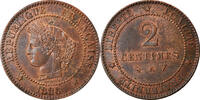 France 2 Centimes Monnaie, Cérès, Paris, Bronze, Gadoury:105 -