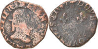France Double Tournois Monnaie, Henri III, Troyes, Cuivre, CGKL:134 -