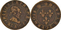 France Double Tournois Monnaie, Henri III, La Ligue, Undated (1591-1592) -