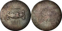 Grande-Bretagne Penny Token Monnaie, Warwickshire, Birmingham & Risca -