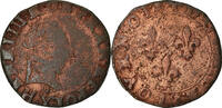 France Double Tournois Monnaie, Henri III, Bourges, Cuivre, Sombart:4032 -
