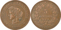 France 5 Centimes Monnaie, Cérès, Paris, Bronze, Gadoury:157a -