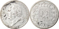 France 5 Francs Monnaie, Louis XVIII, Louis XVIII, Rouen, Argent -