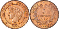 France 5 Centimes Monnaie, Cérès, Paris, Bronze, Gadoury:157a -
