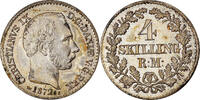 Danemark 4 Skilling Rigsmont Monnaie, Christian IX, Copenhagen -