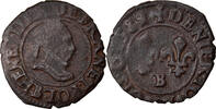 France Denier Tournois Monnaie, Henri III, Rouen, Cuivre -