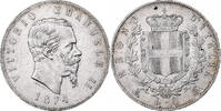 Italie 5 Lire Victor Emmanuel II, Milan, Argent, KM:8.3 -