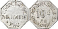 France 10 Centimes Monnaie, Coopérative Militaire, Pau, Aluminium -