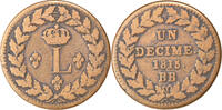 France Decime Monnaie, Louis XVIII, Strasbourg, Variété, Bronze -