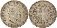 Italie 2 Lire Monnaie, Vittorio Emanuele II, Naples, Argent, KM:6a.1 -