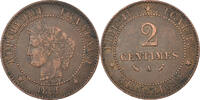 France 2 Centimes Monnaie, Cérès, Paris, Bronze, Gadoury:105 -