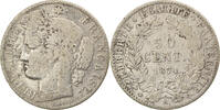 France 50 Centimes Monnaie, Cérès, Paris, Argent, Gadoury:419a -