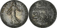 France 50 Centimes Monnaie, Semeuse, Paris, Argent, KM:854 -