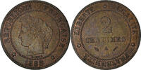 France 2 Centimes Monnaie, Cérès, Paris, Bronze, Gadoury:105 -
