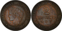 France 2 Centimes Monnaie, Cérès, Paris, Bronze, Gadoury:105 -