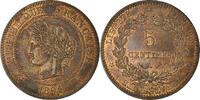 France 5 Centimes Monnaie, Cérès, Paris, Bronze, Gadoury:157a -
