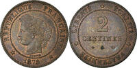 France 2 Centimes Monnaie, Cérès, Paris, Bronze, Gadoury:105 -
