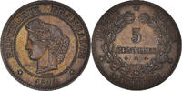 France 5 Centimes Monnaie, Cérès, Paris, Bronze, Gadoury:157a -